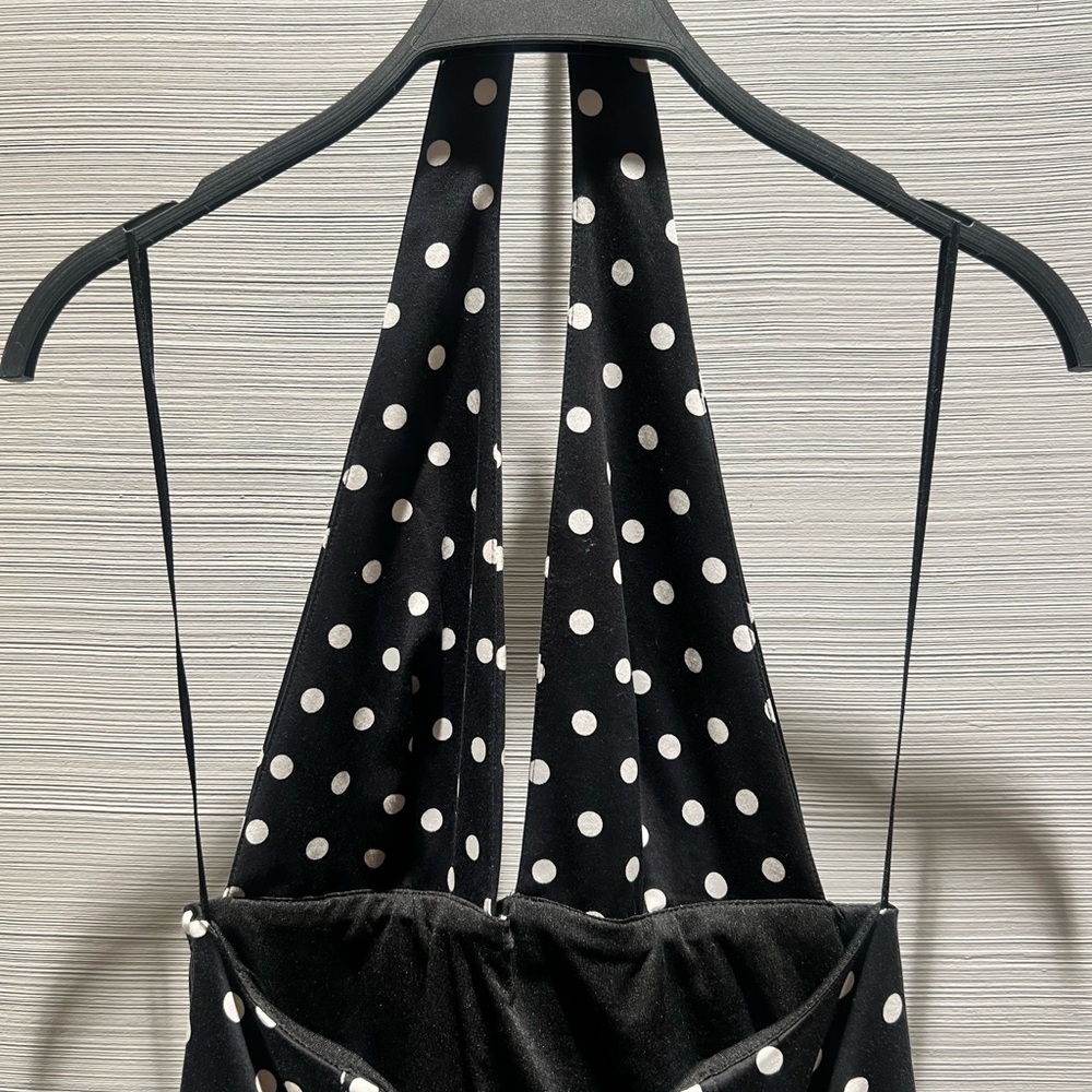 Black and White Polka Dot Halter Dress - Picture 6 of 6